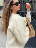Fongt 2025 Women's Comfortable Casual Solid-Colored Knitted Shirt Jacket