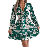 2025 Leisure Flowers Long Sleeve Wood Ear A Skirt Women's