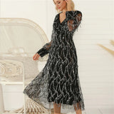 Sexy V-Collar Tassel Sequins Dress Dress And A Substitute Hair-Outfit