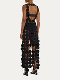Sexy Hollow Dress Spring 2025 New Fashion Film Stitching Design Sleeveless