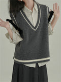 Fongt With College Girl Autumn New Retro Temperament Comfortable V-Necked Waistge Vest