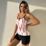 2025 New Swimsuit Split Flat Angle High Waist Conservative Multi-Colored Tankini Swimsuit