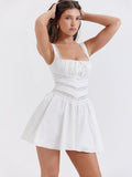 White Lace Patchwork Mini Dress-Outfit