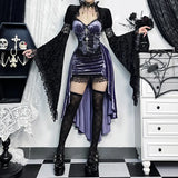 Summer New Dark Style Fashion Temperament Sexy Slim Purple Suspender Tail Dress Women's Dress-Outfit