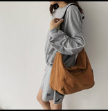 Washed Large Canvas Crossbody Bag-Outfit