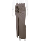 High Split Flower Maxi Skirt-Outfit
