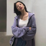 Sweatshirt Women Fashion Long Sleeve Zip Up Hoodies Oversized Printed Thick Jacket Female Clothing Harajuku Pullover