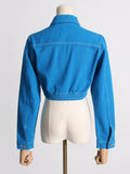 Fongt 2024 New High Waist Short Slim Denim Jacket Temperament Commuter Waist Show Thin Jacket Jacket Women's Clothing-Outfit