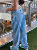straight leg boyfriend jeans with medium