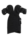Fongt Sexy Dress Women 2025 Spring New Word Shoulder Nail Drill High Sense Sleeveless Short Dress Dress