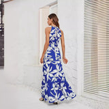 Fongt Shooting Women's Summer New Fashion Print Round Collar Sexy Dress Dress Woman
