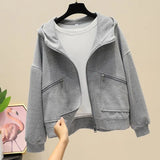 Fongt Jacket Female Short Model Fall 2024 New Loose Korean Version With A Hat Chic Port Wind Versatile Top Tide-Outfit