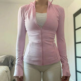 Solid Zipper Hoddie Sports Yoga Top-Outfit