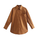 Fongt Women's Clothing 2025 Summer New Loose Cotton Pocket Dress Long-Sleeved Shirt Top B88281