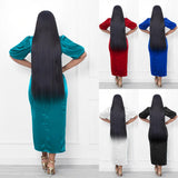 High Neck Tight Skirt Elegant Elegant High Split Pleated Dress Women's Casual Solid Color Evening Dress-Outfit