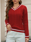 Fongt And Winter Knitted Temperament V-Neck Sweater Fashion Loose Jasmine Cloth Girl