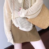 Fongt Temperament Spring A Complete Set Of Hollow Straps With V-Tneck Shirt Vest Super Good-Looking Thin Half-Dress Skirt Three-Piece Set