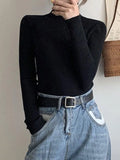 High Neck Jumper Knit Top-Outfit