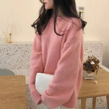 Languid Lazy Wind Sweater Female Autumn Winter Retro Wind Foreign Style Loose Inside A Soft Waxy Knit Jacket To Wear-Outfit
