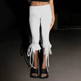 Knee Length Capri Low Waist Drawstring Pants-Outfit