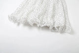 White Polka Dot Strapless Frill Mini Dress With Drape Scarf-Outfit