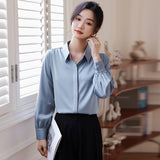 Women Shirt Long Sleeve Blouse 2023 Spring New Loose Ladies Tops Satin Women's White Shirt Basic Elegant Shirts and
