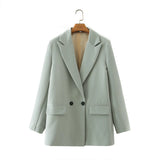 New Pure Color Double-Breasted Loose Casual Suit Jacket In Autumn-Outfit