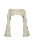 Long Sleeve Crochet Bolero Knit Top-Outfit