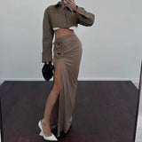 High Split Flower Maxi Skirt-Outfit