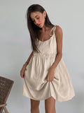 Fongt Cotton Dress Woman 2025 New Spring And Summer Holiday Wind Loose Sling Skirt A-Word Skirt