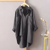 Spring Summer Streetwear Loose Solid Color Shirt Women's Clothing All-match Pockets Stylish Korean Single-breasted Blouse-Outfit