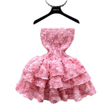 Fongt Sweet Atmosphere Feel Bra Dress Women Summer Three-Dimensional Flowers Small Hot Babes Ponmp Short Skirt