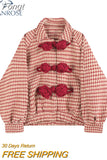 Women's Tweed Jacket Loose Chinese Style Vintage Sweet Trendy Female Lapel Single Breasted Lantern Sleeve Jacket Coat Spring