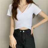 Fongt Summer New Design Cross Versatile Show Slim Short-Sleeve T-Shirt Korean Version Short Pure Color Jacket