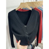 Fongt Knitted V-Necked Cardigan Trend New Thin Shirt Sweater Coat Short Top