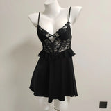 Fongt 2025 High-End Sexy Pure Lusty Pyjamas French Design With Chest Cushion Ice Silk Sexy Sling Pajamas