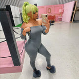 Shoulder Bodycon Rompers Womens Jumpsuit Long Sleeve Sporty Workout Acitve Wear Fashion One Piece Jumpsuits