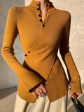 Fongt Hem High-Necked Shirt Women's Women's Cross-Sleeve Knitted Shirt