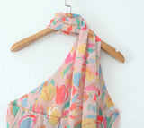 Printed Scarf Halter Strap Mini Dress-Outfit