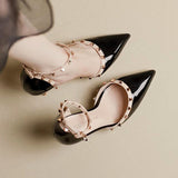 Fongt High Heels Women's Fine Heel 2025 New Cut Men's Dress Willow Pointed One-Word With Buckle Head Sandals