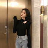 Fongt Half High Collar Bottom Shirt Female Autumn Winter Foreign Style Inside The Slim Careful Machine Jacket Dew Collarbone Long Sleeve