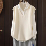 Vest 2024 Spring And Autumn New Fashion Style Ladies Age-Reducing Foreign Style Loose-Fitting Sweater Vest-Outfit