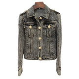 Fongt Star Fashion Lion Head Button Repair Water Denim Jacket Jacket In Autumn And Winter 2025