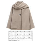 Fongt Women's Autumn New Asymmetric Scarf Short Loose Knit Coat