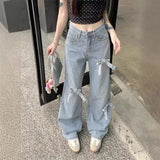 Denim Bow High Waist Wide Leg Jeans-Outfit