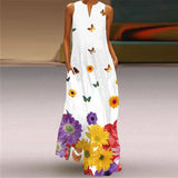 Summer Women's Fashion Sexy Digital Printed V-neck Sleeveless Pocket