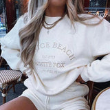 Embroidery White Crewneck Sweatshirt Women Winter Tops Oversized Cool Girls Streetwear New Korean Fashion Pullover Casual-Outfit