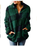 Fongt Autumn And Winter Explosion Coat Loosely Thick Lattice High-Necked Plush Coat Coat Woman