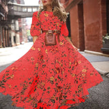 Fongt Spring New Digital Print Dress Dress Holiday Dress Women's