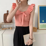 Fongt Sexy Famous Sling Women Summer New Sweet And Spicy Moat Leaf Side Umbilly Short Sleeveless